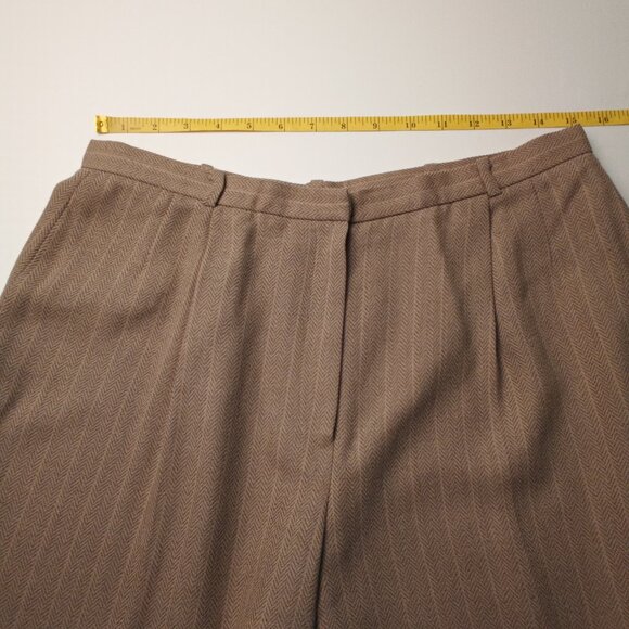 Liz Claiborne Trouser Pants Size 12 High Rise Tapered Leg Beige Herringbone - Picture 6 of 9